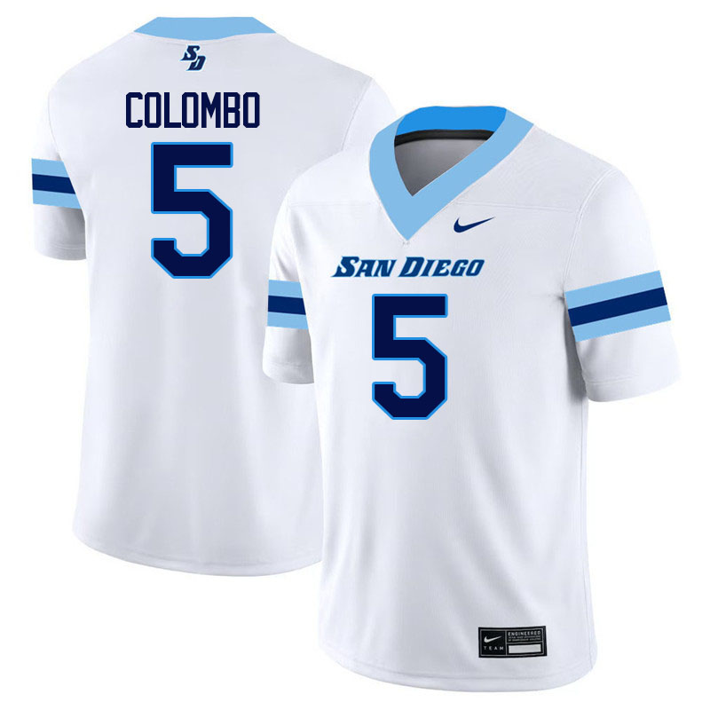 San Diego Toreros #5 Matt Colombo College Football Jerseys,Uniforms-White